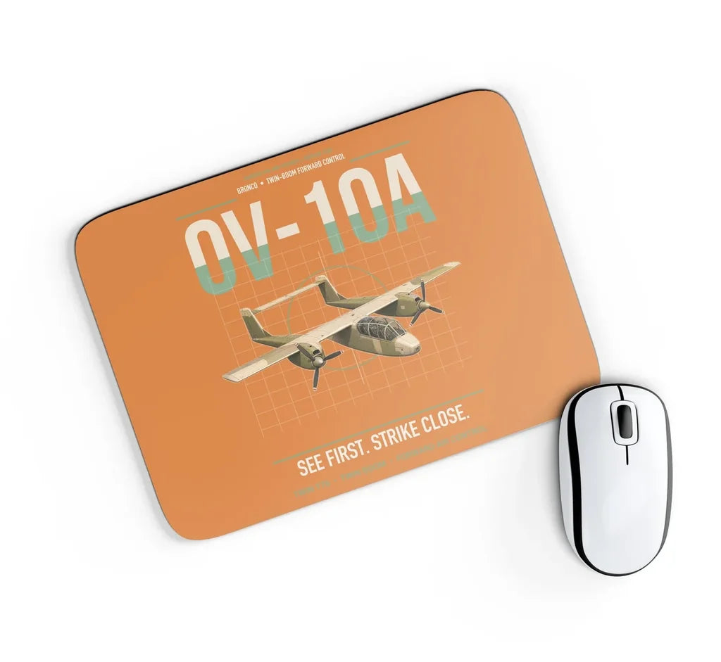 OV-10A Bronco design on orange rectangle mouse pad