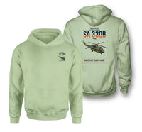 Thumbnail for Aérospatiale SA 330B Puma design on light green double-side hoodie, double-side print