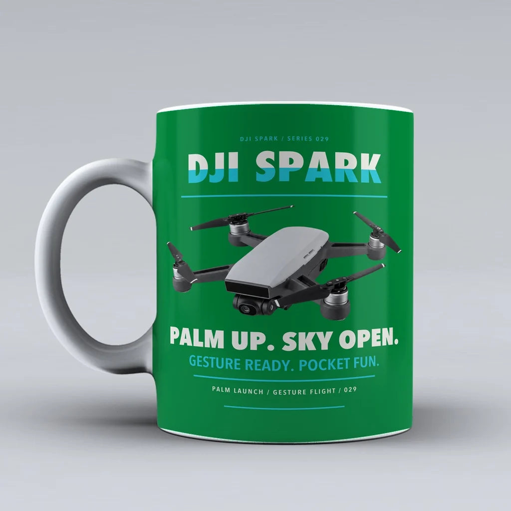 Spark Mug design on green dji