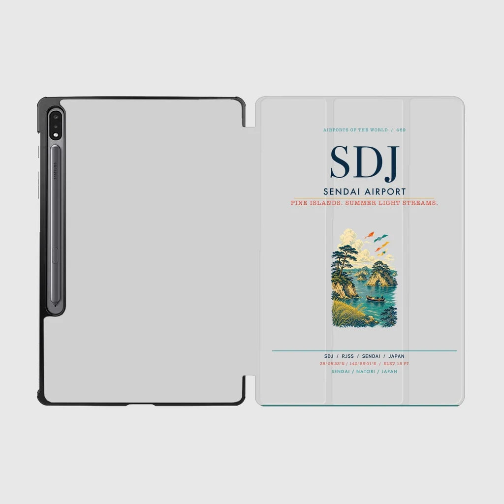 Sendai Airport (SDJ) design on light gray samsung tablet tablet case