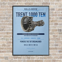 Thumbnail for TRENT 1000 TEN vertical canvas print - framed - light blue background