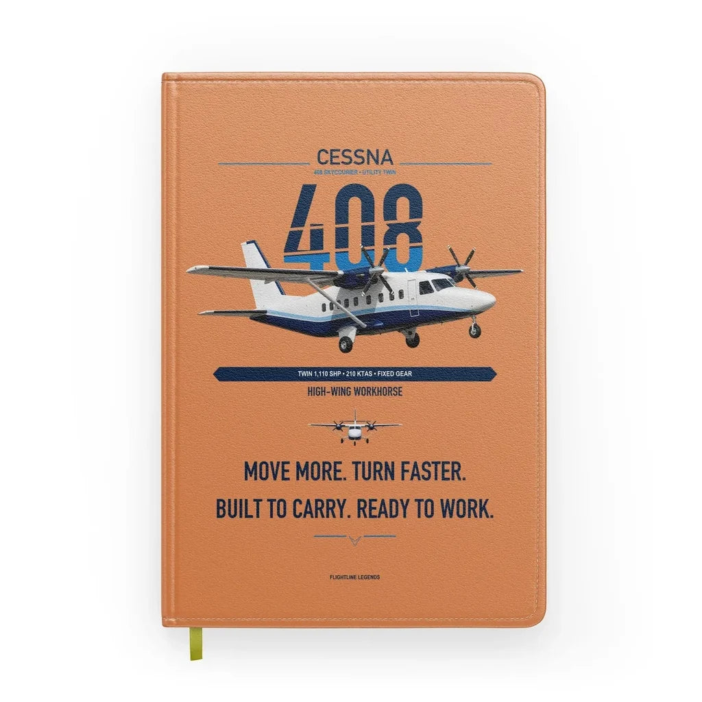 Cessna 408 SkyCourier design on orange notebook