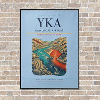 Thumbnail for Kamloops Airport YKA vertical canvas print - framed - light blue background