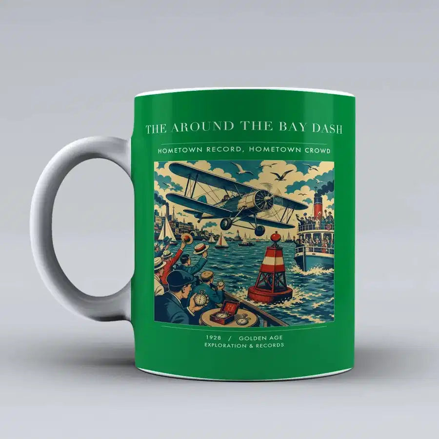 VINTAGE G4299 - The Around The Bay Dash - Ceramic Mug design on green