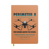 Thumbnail for Skyfront Perimeter 8 design on orange notebook