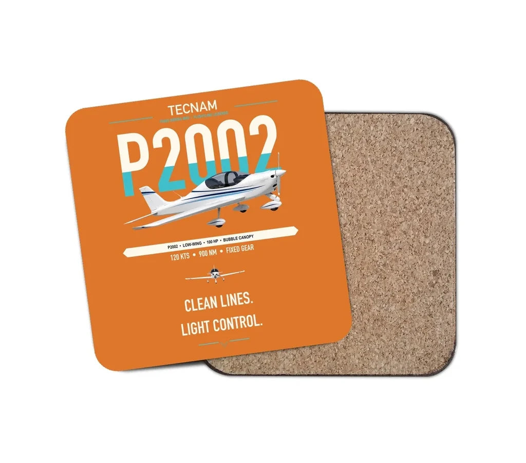Tecnam P2002 Sierra MkII design on orange 1 piece coaster