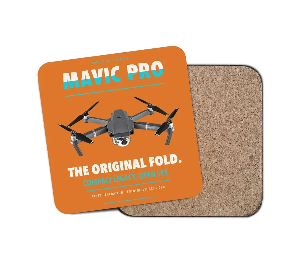 DJI Mavic Pro design on orange 1 piece coaster