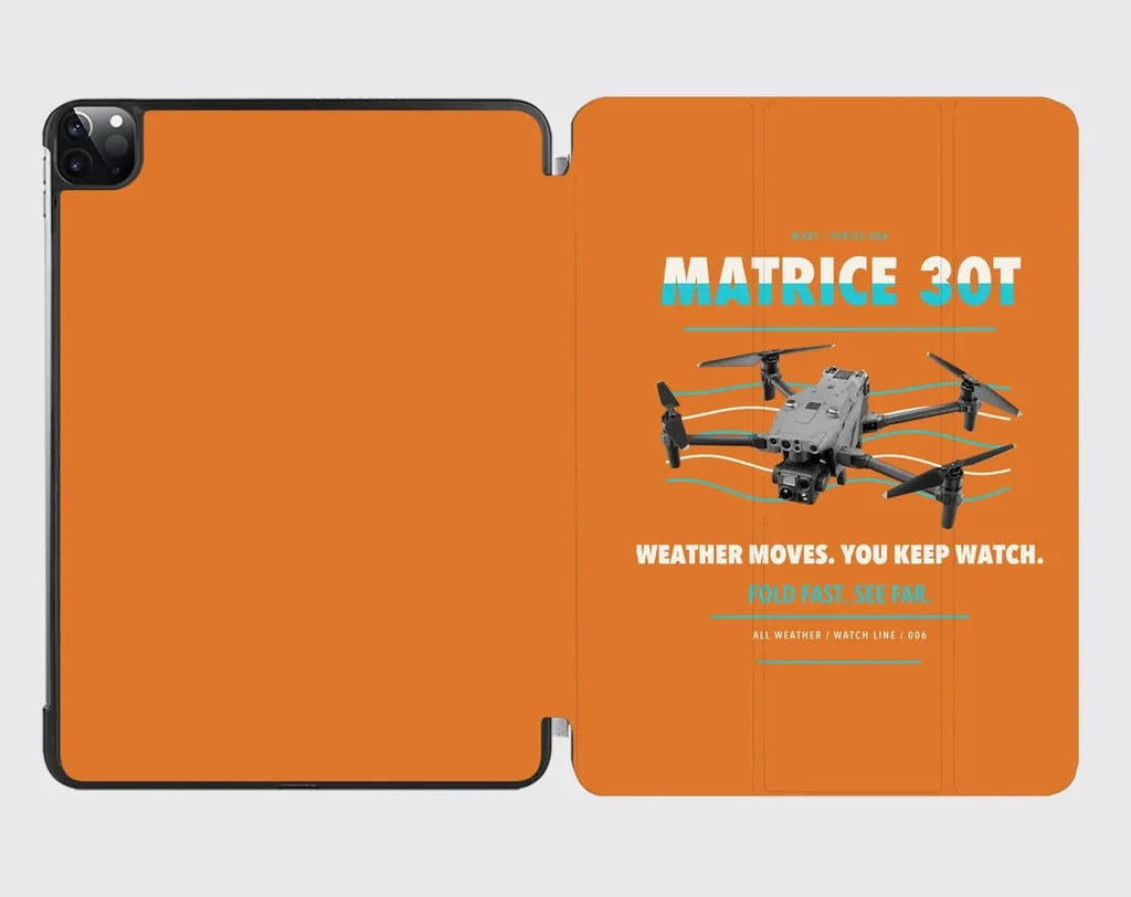 DJI Matrice 30T design on orange ipad tablet case