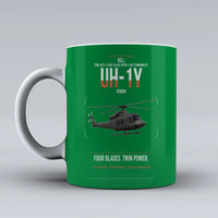 Thumbnail for Bell UH-1Y Venom design on green ceramic mug, double-side print