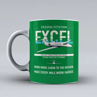 Thumbnail for Cessna Citation Excel design on green ceramic mug, double-side print