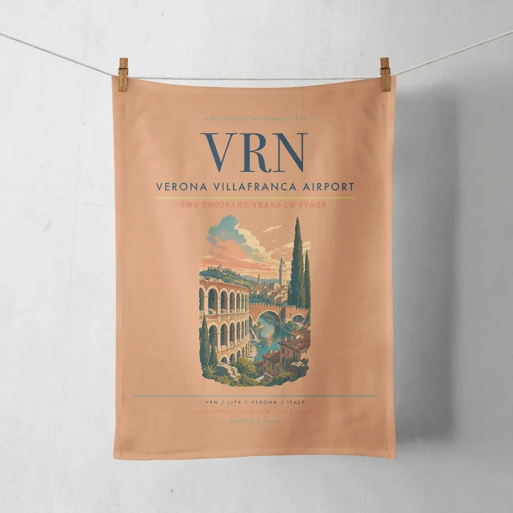 Verona Villafranca Airport (VRN) design on orange towel