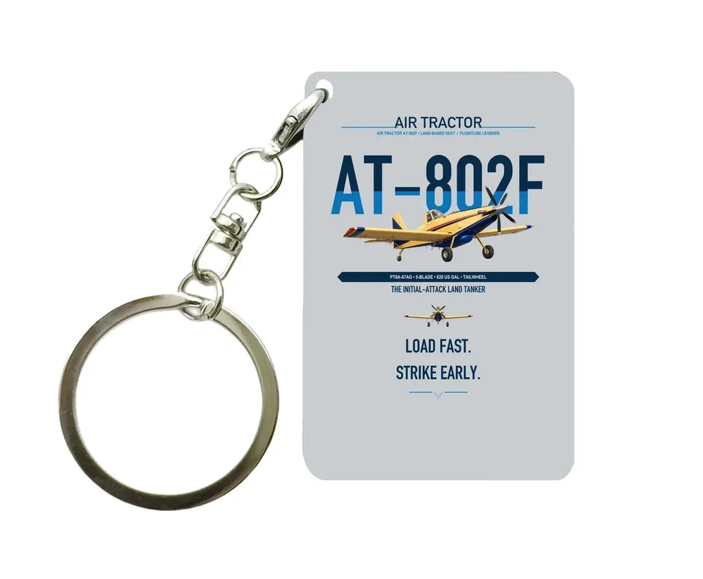 Air Tractor AT-802F design on light gray designed key chain, double-side print