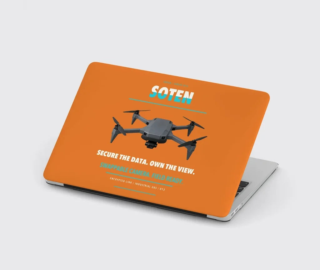 ACSL SOTEN design on orange MacBook case
