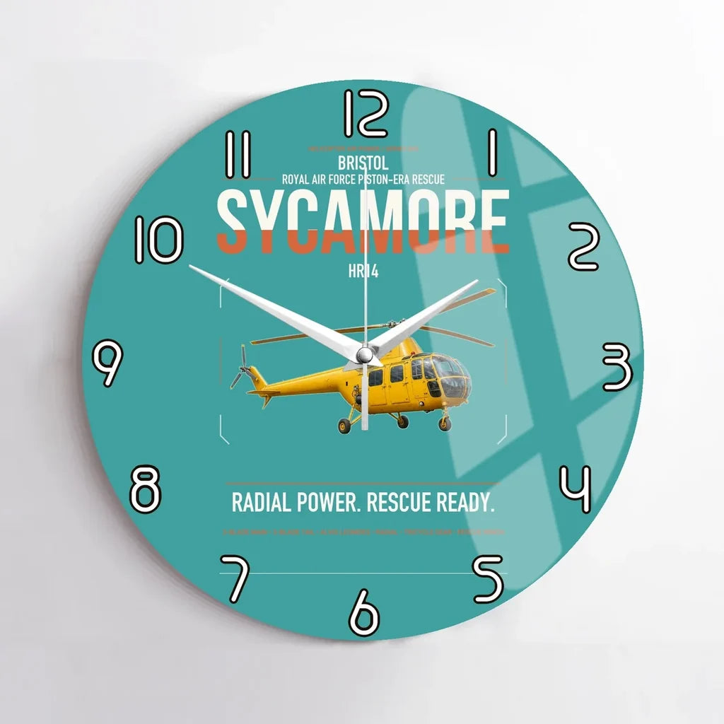 Bristol Sycamore HR14 design on turquoise no frame wall clock