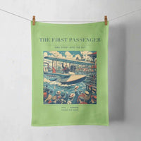 Thumbnail for VINTAGE G4007 - The First Passenger - Designed Towels design on lightgreen