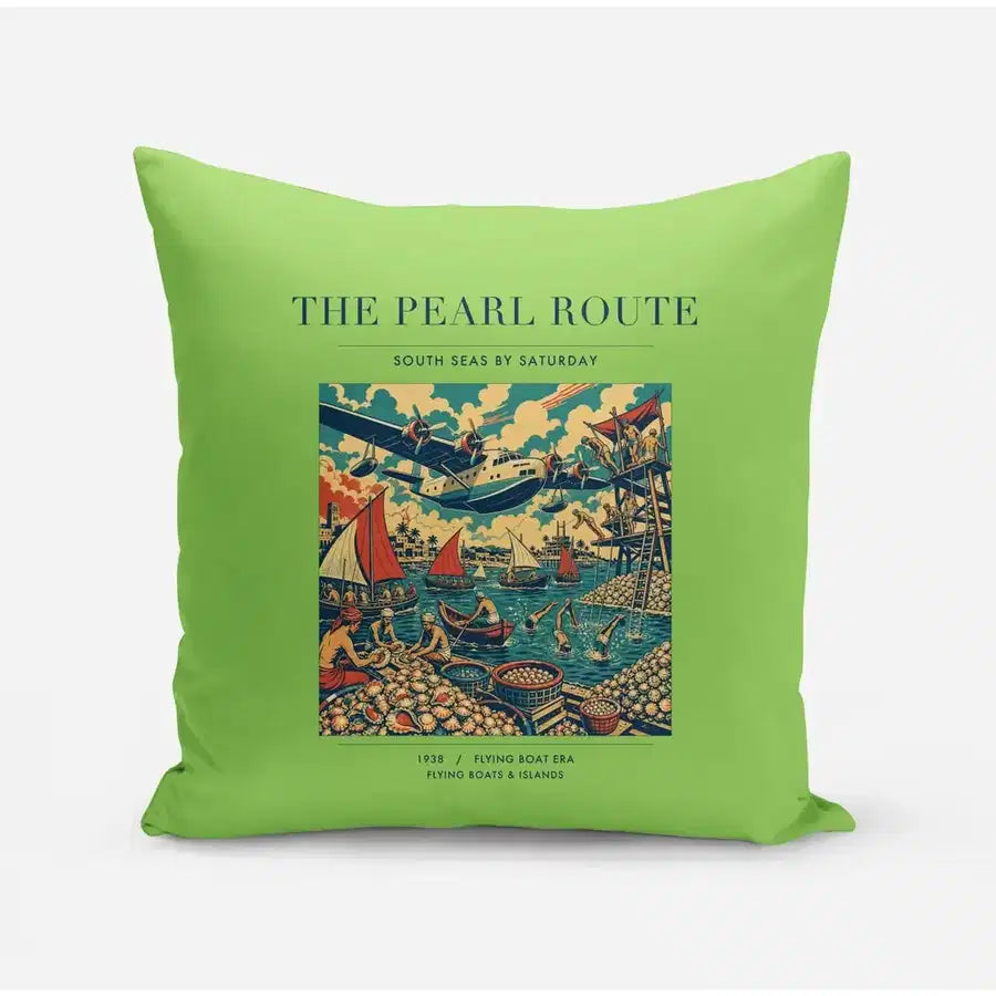 VINTAGE G4072 - The Pearl Route - Designed Pillows design on lightgreen