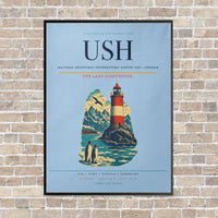 Thumbnail for Malvinas Argentinas International Airport USH — Ushuaia vertical canvas print - framed - light blue background