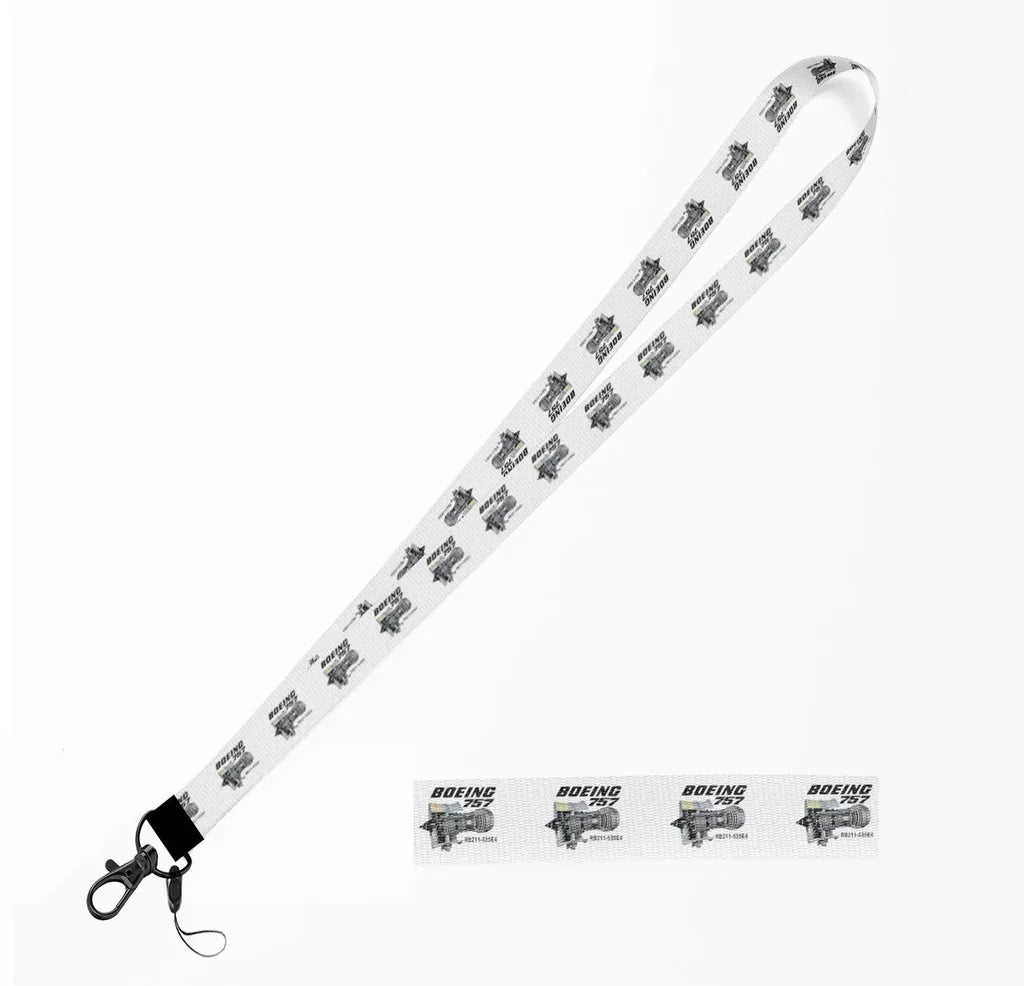 Boeing 757 & Rolls Royce Engine (RB211) lanyard - white