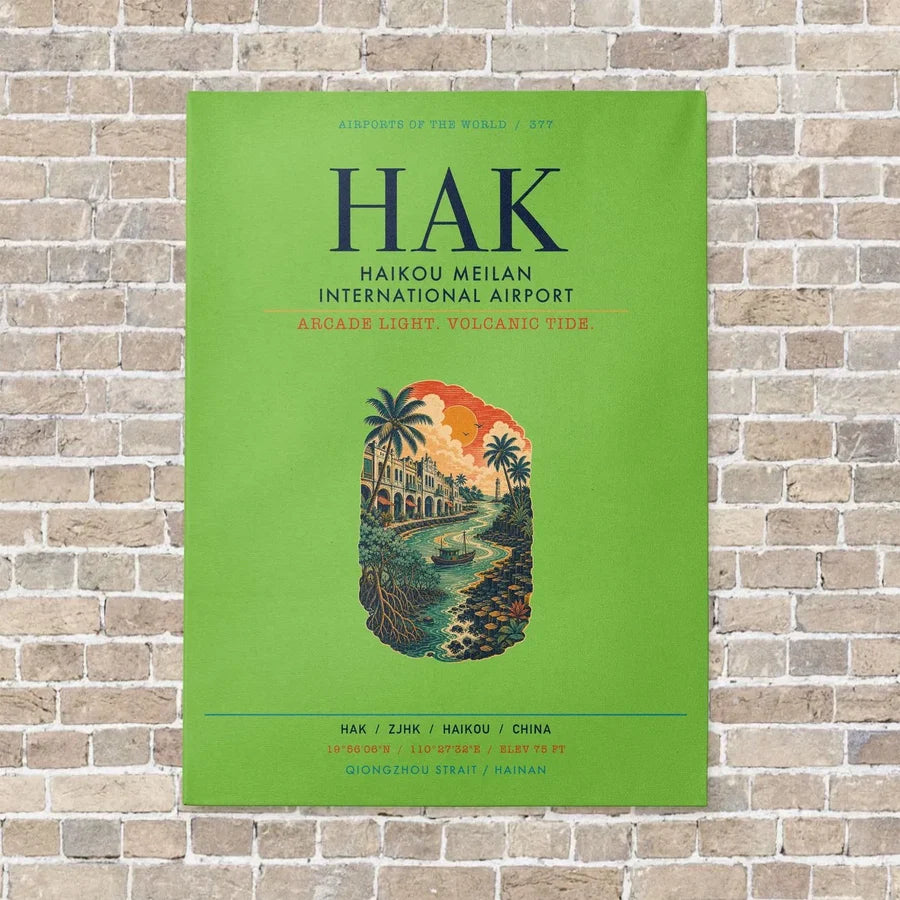 Haikou Meilan International Airport HAK vertical canvas print - no frame - light green background