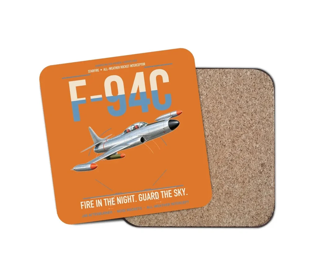 F-94C Starfire design on orange 1 piece coaster