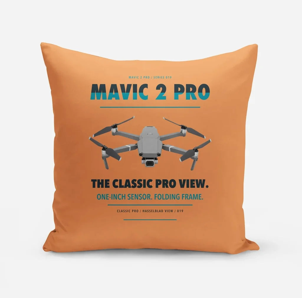 DJI Mavic 2 Pro design on orange pillow