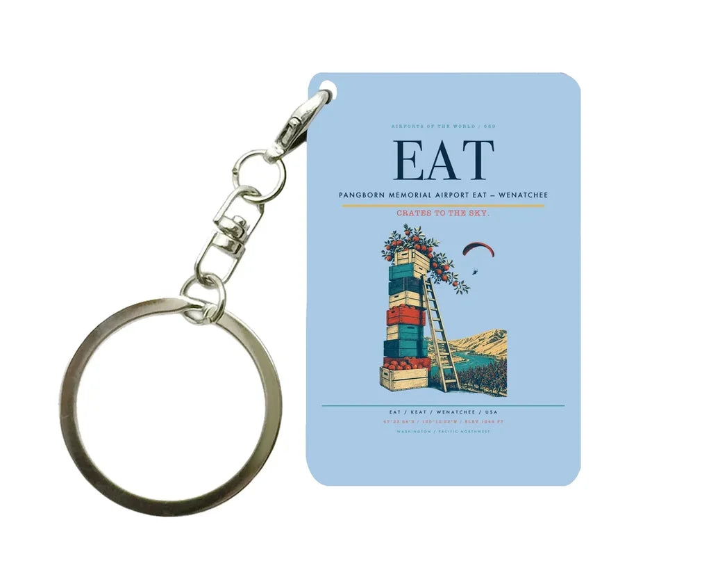 Pangborn Memorial Airport (EAT) design on light blue key chain