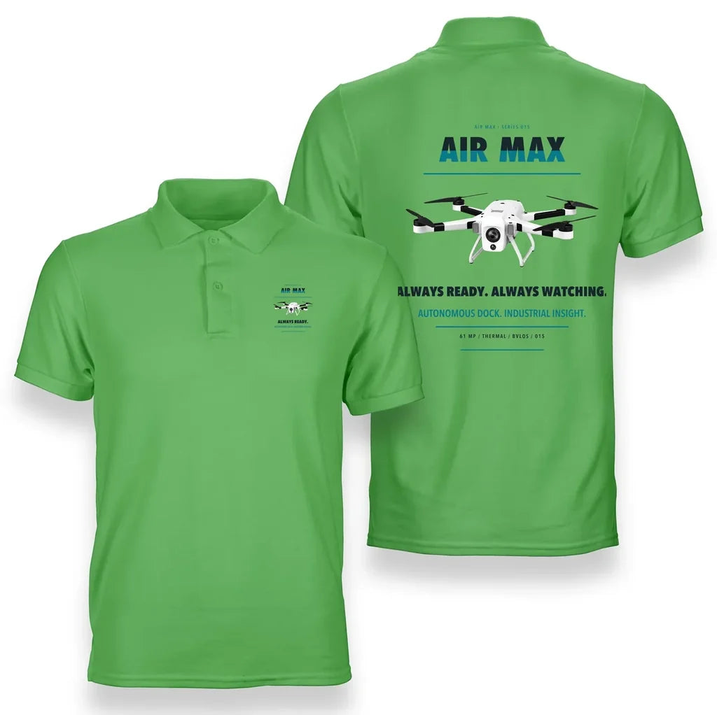 Percepto Air Max design on light green polo