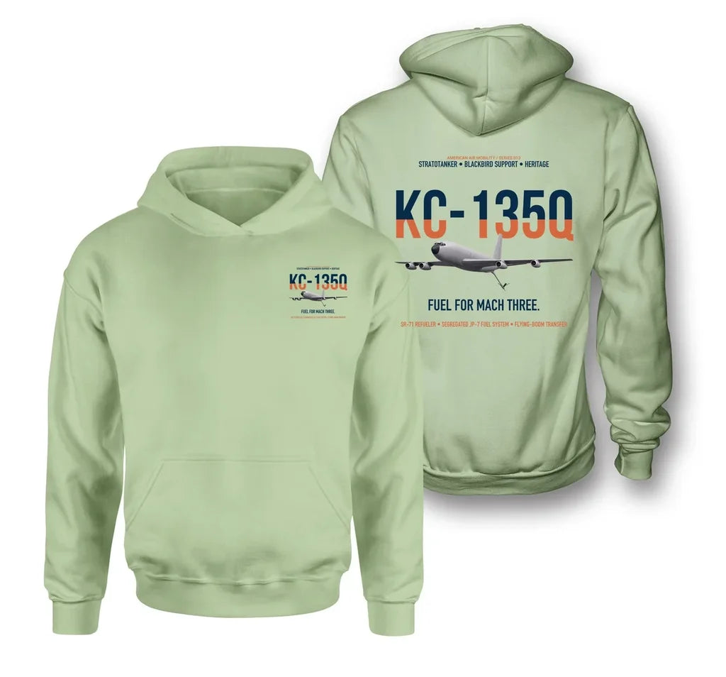 KC-135Q Blackbird Tanker design on light green double-side hoodie, double-side print
