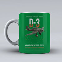 Thumbnail for Junkers Ju 87D-3 design on green ceramic mug, double-side print