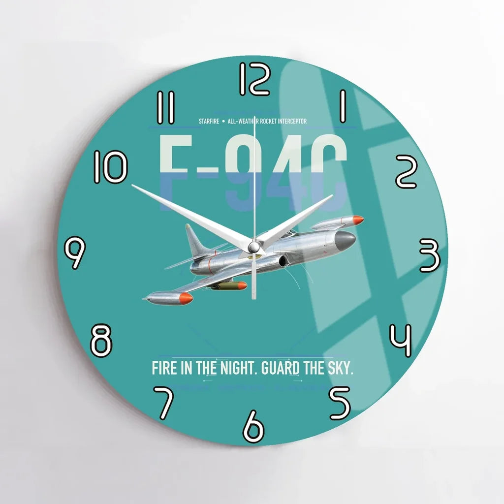 F-94C Starfire design on turquoise no frame wall clock