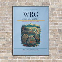 Thumbnail for Wrangell Airport WRG vertical canvas print - framed - light blue background