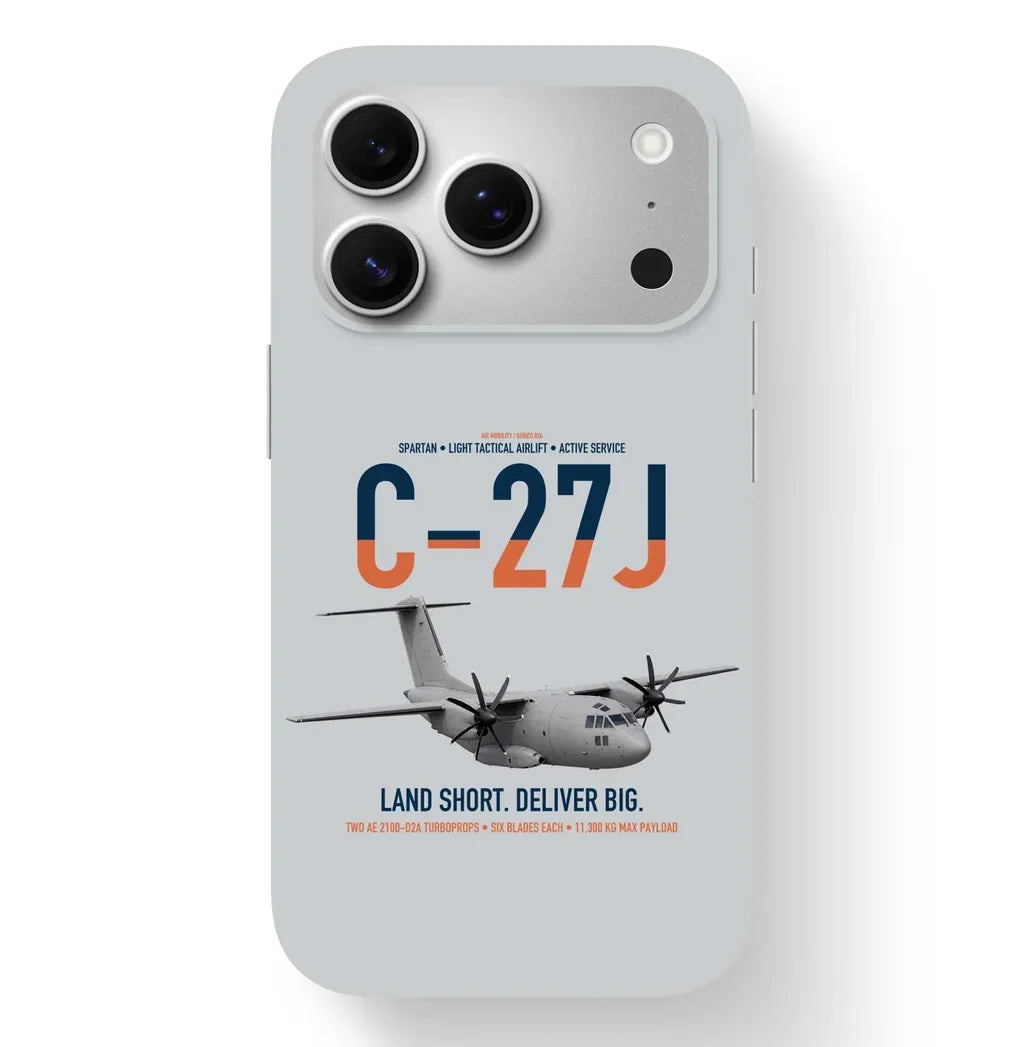 C-27J Spartan design on light gray magsafe iphone case, for iPhone 17 Pro