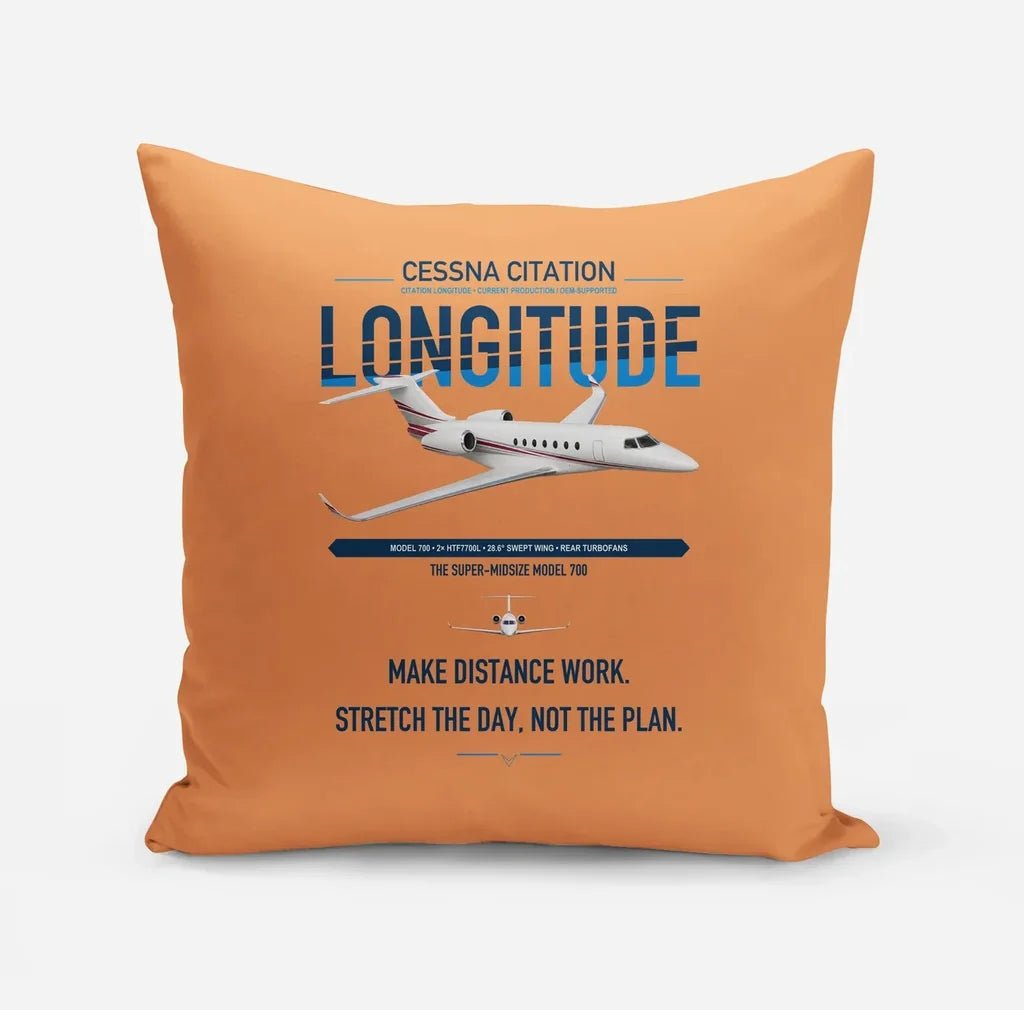 Cessna Citation Longitude design on orange pillow