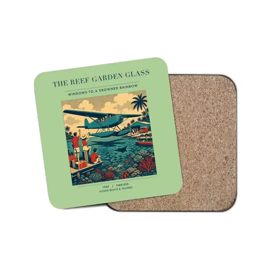 The Reef Garden Glass - Designed Coasters design on light green 1-piece