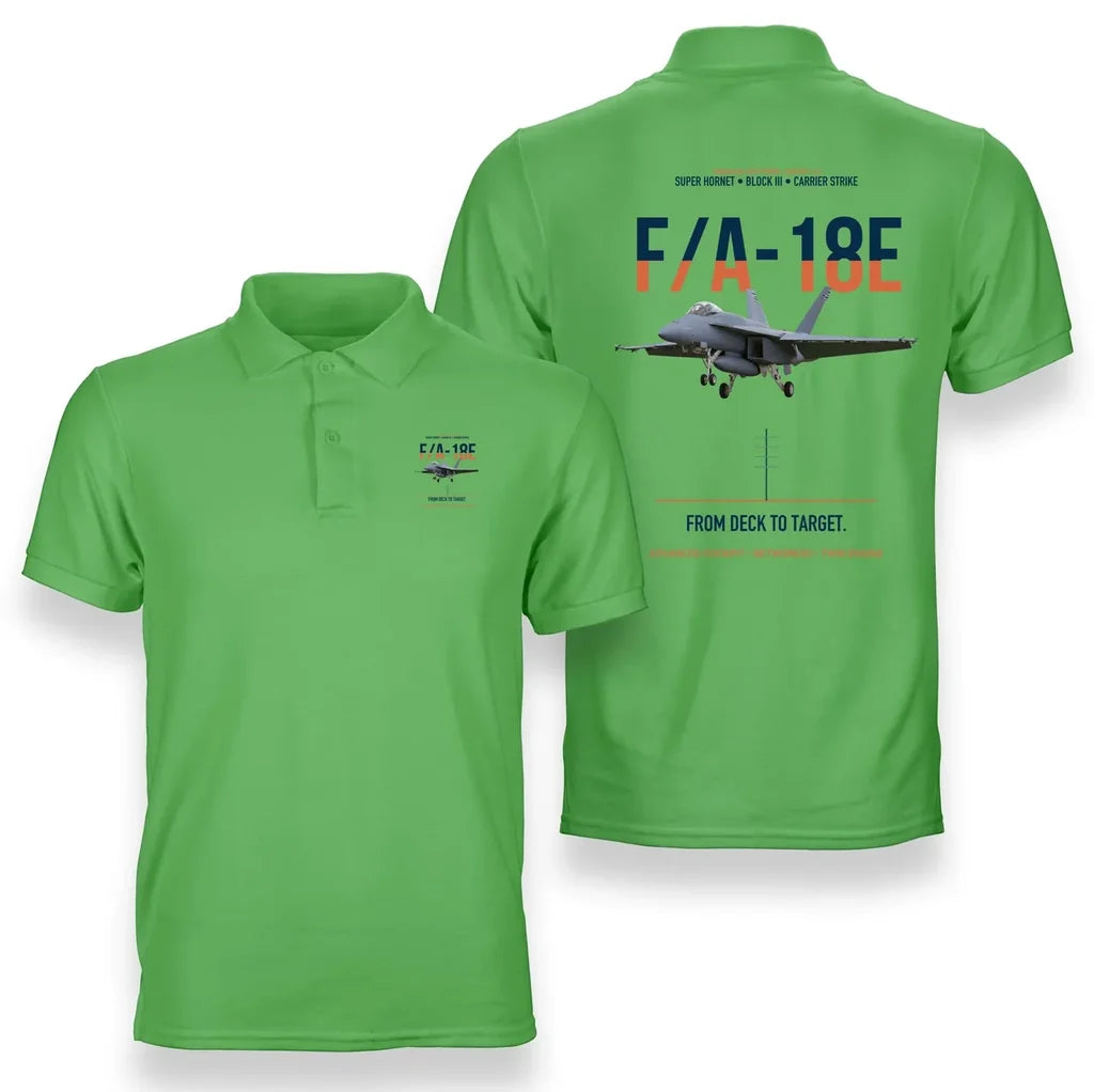 F-A-18E SUPER HORNET design on light green polo