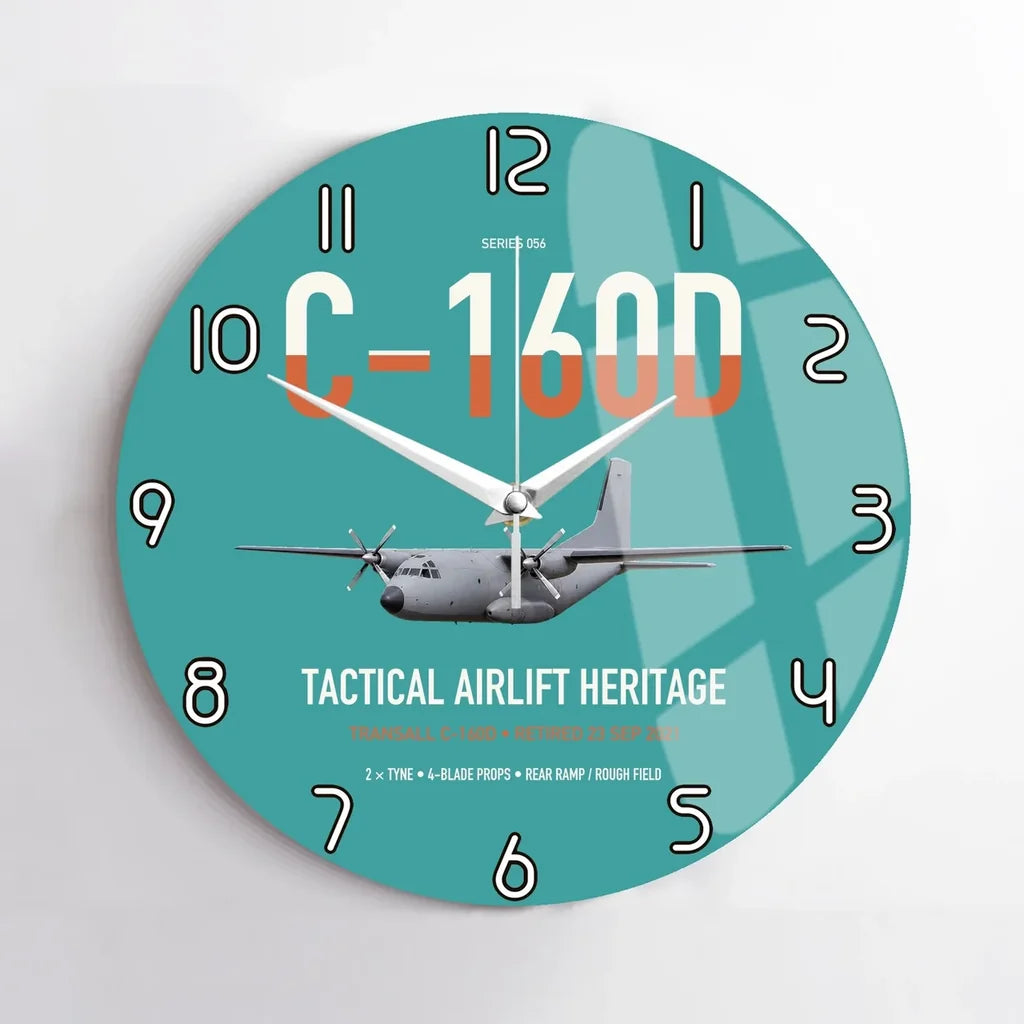 Transall C-160D design on turquoise no frame wall clock