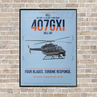 Thumbnail for Bell 407GXi vertical canvas print - framed - light blue background