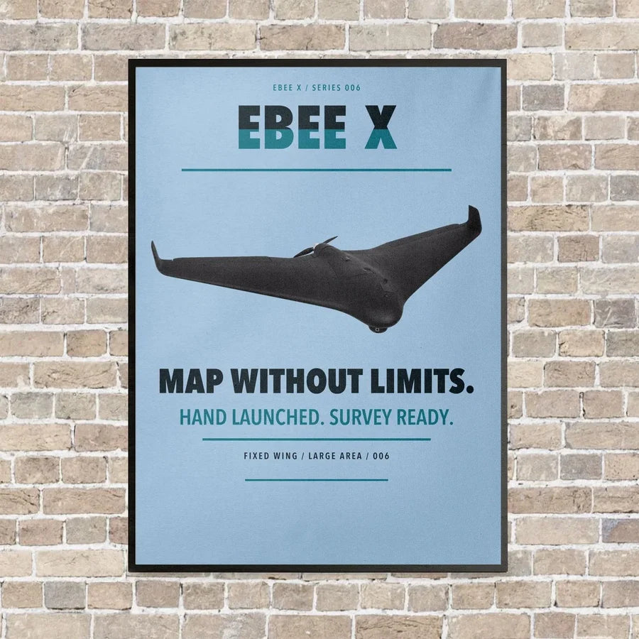 AgEagle eBee X vertical canvas print - framed - light blue background