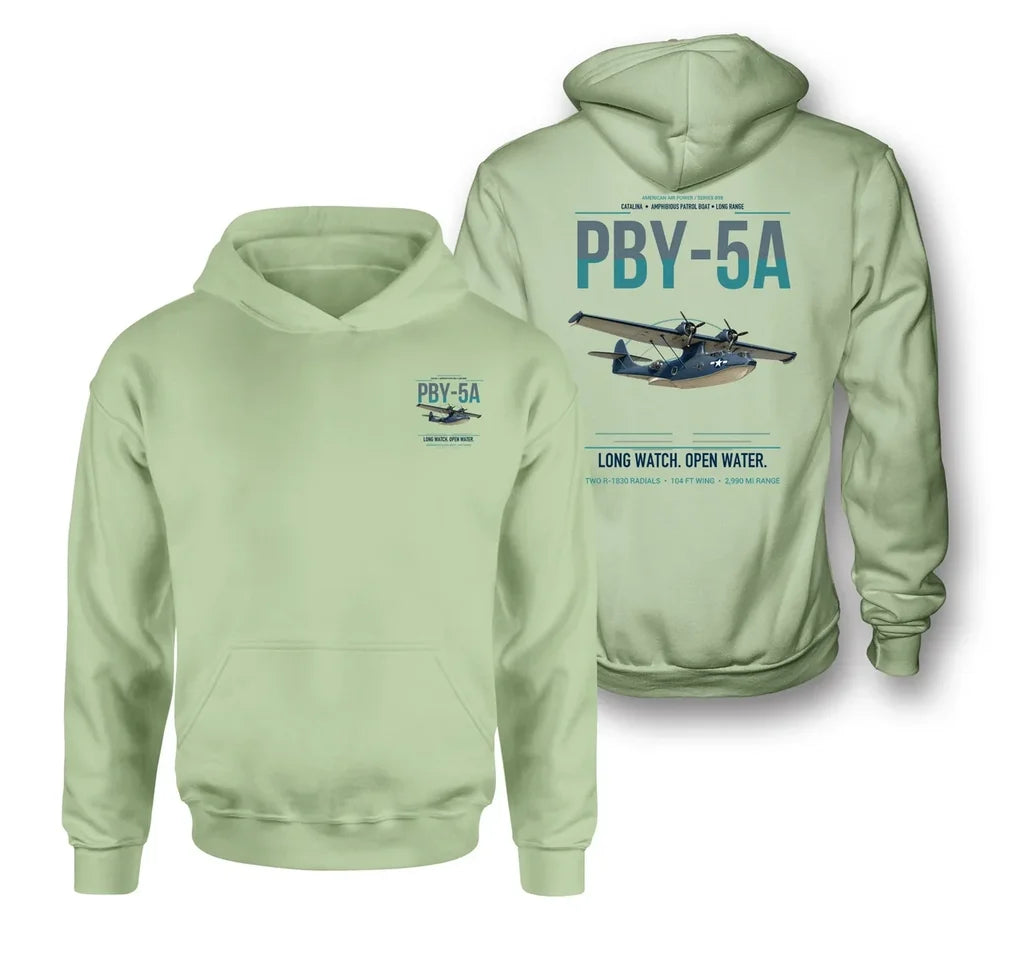 PBY-5A Catalina design on light green double-side hoodie, double-side print