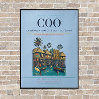 Thumbnail for Cadjehoun Airport COO — Cotonou vertical canvas print - framed - light blue background