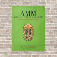 Thumbnail for Queen Alia International Airport AMM vertical canvas print - no frame - light green background
