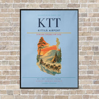 Thumbnail for Kittilä Airport KTT vertical canvas print - framed - light blue background