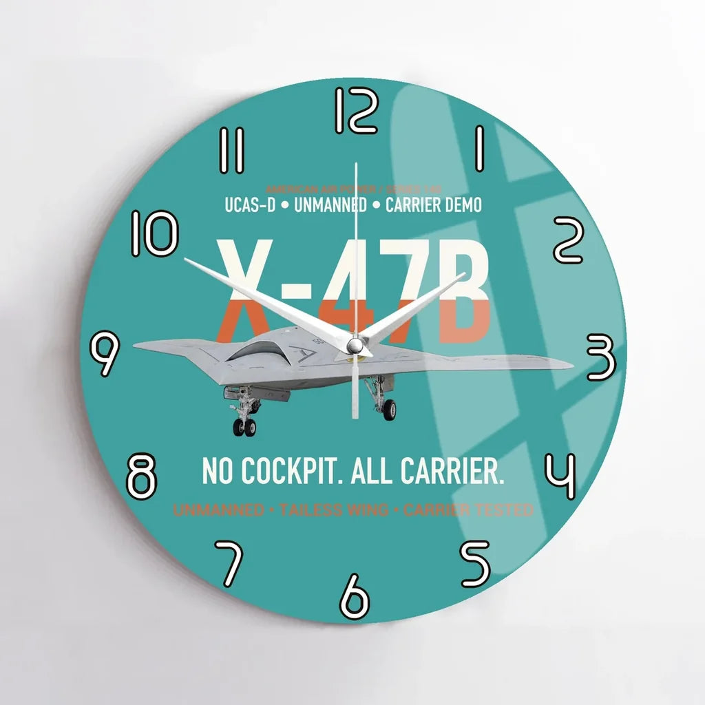 X-47B UCAS-D Carrier Wing Without a Cockpit design on turquoise no frame wall clock