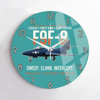 Thumbnail for F9F-8 Cougar Swept Wing Carrier Fighter design on turquoise no frame wall clock