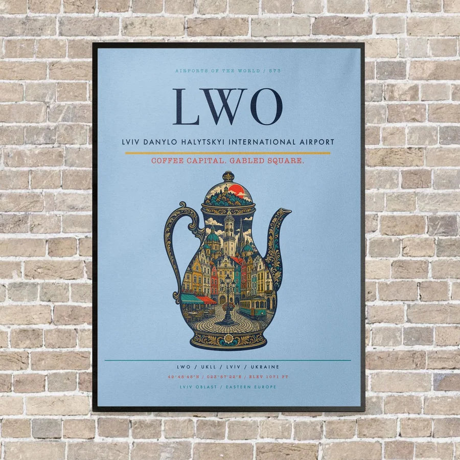 Lviv Danylo Halytskyi International Airport LWO - Canvas Framed - Light Blue