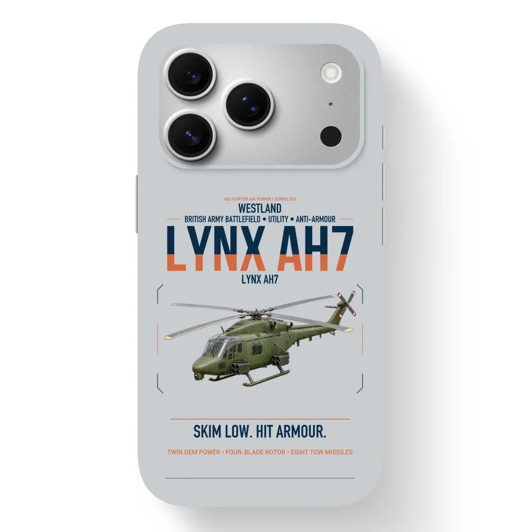 Westland Lynx AH7 design on light gray magsafe iphone case, for iPhone 17 Pro