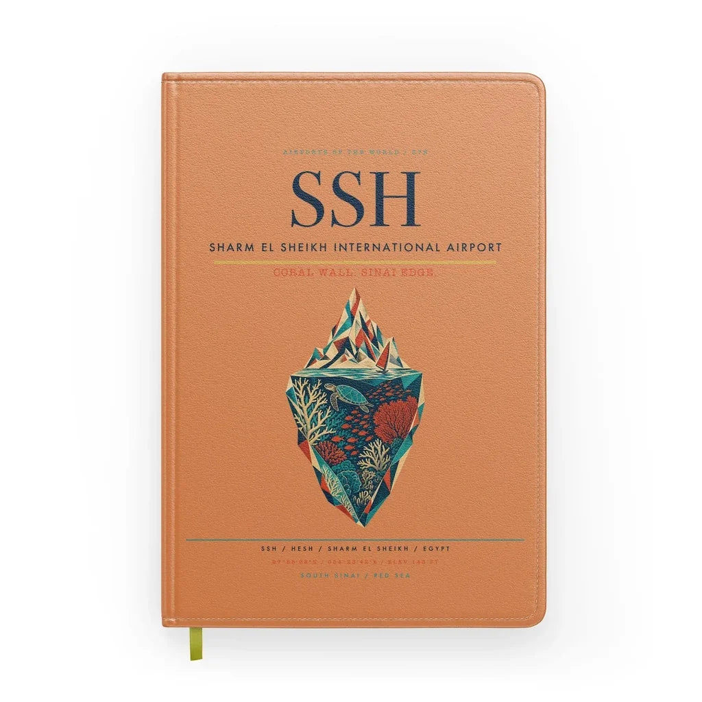 Sharm El Sheikh International Airport (SSH) design on orange notebook