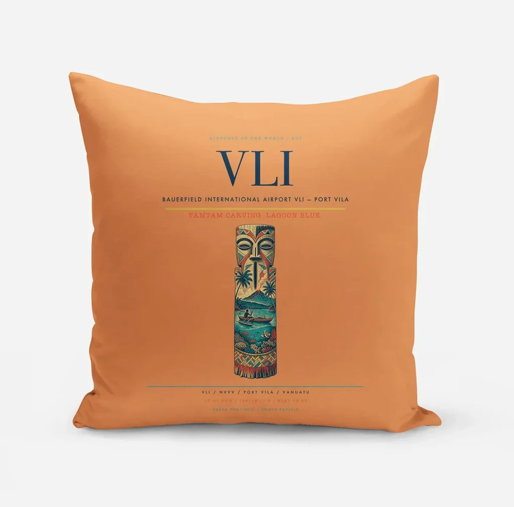 Bauerfield International Airport (VLI) design on orange pillow