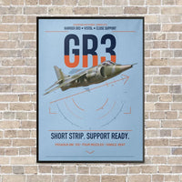 Thumbnail for Hawker Siddeley Harrier GR3 vertical canvas print - framed - light blue background