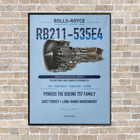 Thumbnail for RB211-535E4 vertical canvas print - framed - light blue background